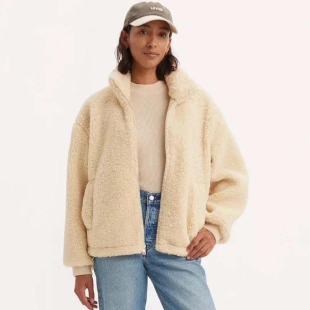 Levi’s TEDDY SHERPA JACKET XS WOMEN’S Crème Brulee